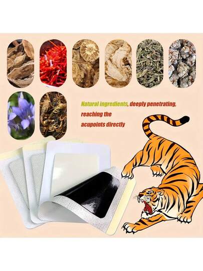 30片装古法草药热敷贴，适用于颈部、肩部、背部、手腕、膝盖和腹部，持久保暖颈部贴片