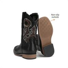 Boys Cowboy Boots Kids Classic Western Boots Square Toe Girls Cowgirl Boots For Toddler/Little Kid/Big Kid - TẤT CẢ màu đen - Xem 4