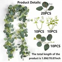 Doraeyun 4/6pcs Artificial Eucalyptus Vines, UV-Resistant, Faux Textured Foliage, Simulated Hanging Plants, Wedding Venue Garden Home Decor, Indoor Decoration, Outdoor Garden Decor, No Maintenance Required - Multicolor - View 3