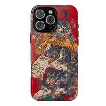Vintage Tigers Phone, Cute Tiger Collage, Japanese Traditional Art Print Big  S21/S22/23/S24 Fe S24 Plus/S25UltraGalaxy S21/S22/23/S24 Fe S24 Plus/S25Ultra - #2 - 查看 8