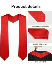 毕业礼服套装，包括毕业帽、流苏、荣誉绶带、博士帽、学位袍、毕业典礼帽，适用于高中/大学毕业季，纯色毕业礼服，荣誉缎披肩，荣誉绶带 - 彩色 - 查看 3