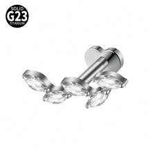 1件装 Cz 叶子 G23 纯钛耳骨耳钉 16G 内螺纹锆石蝴蝶耳廓耳屏穿刺饰品 - 如圖 - 查看 21