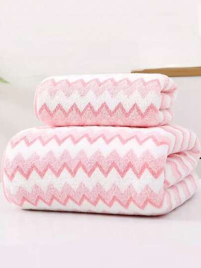 Coral Fleece Striped Simple Soft Absorbent Bath Towel/Hand Towel For Home Use Bathroom Decor