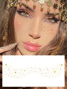 Gold Glitzer Gesichts-Juwelen Aufkleber, Gold Folie Schmetterling Herz Stern Mond Sommersprossen Designs, Y2K temporäre Fake Tattoos, zum Selbermachen für Karneval, Musikfestivals, Valentinstag, Partys, Feiertage, geeignet für Finger, Ohren, Schultern, Hals, Schlüsselbein, kleine Körperstellen - Gold - Übersicht 5