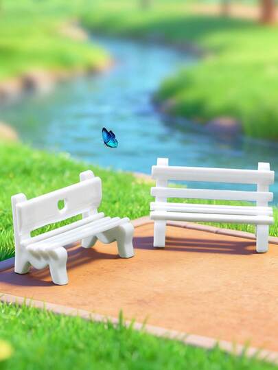 3/6 Pcs Miniature Bench Mini Benches For Crafts: Miniature Garden Bench Seat - House Furniture Ornament For Micro Landscape DIY Craft Displays And Park Scenes Miniature White Bench Set | PVC, No Battery Needed, Perfect For DIY Terrariums & Photography Props