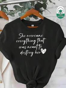 Fashion Men's And Women's Summer-Shirt, Simple Letter Print, 180g Pure Black And White Packaging - Regular Fit, Comfortable Stretch, Suitable For Daily Travel And Casual Wear - Black - View 2