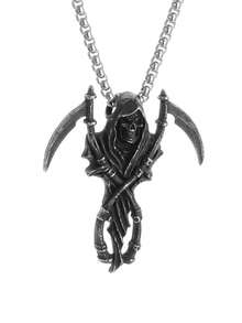 1PC Retro Gothic Hell Reaper Scythe Skeleton Pendant Necklace For Men And Women Punk Style Rock Party Jewelry Gift - Fashion - View 8
