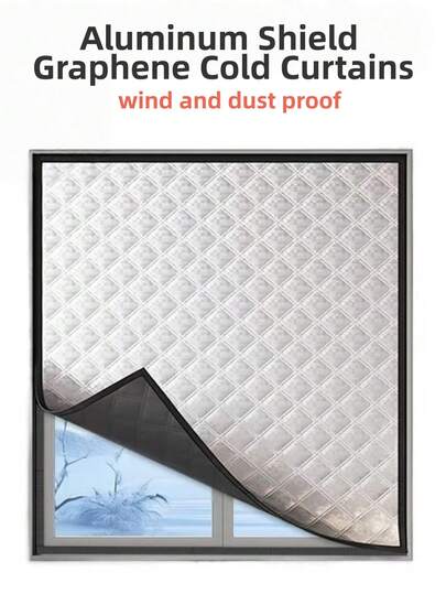 1pc Heat Insulation Blackout Curtain, Winter Windproof Thermal Curtain, Soundproof Insulating Curtain, Summer Bathroom Kitchen Bedroom UV Protection Sunshade, Seal Window, Blackout Soundproof, Easy Installation With Hook And Loop No Drilling Required