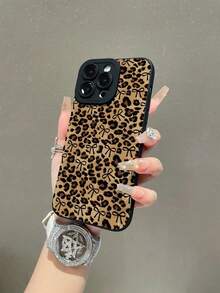 1个时尚蝴蝶结豹纹图案黑色哑光质感TPU保护手机壳，适合作为送给男朋友/女朋友的礼物，兼容苹果、OPPO、vivo和其他安卓手机 - 彩色 - 查看 3