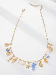 1件波西米亚风海滩度假多吊坠星星项链 - 波希米亞小魚吊墜項鍊 - 查看 4