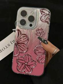 Ombre Glass Flower: Feather, Screen, Shell Lens Half-Wrapped Phone Case Compatible With Samsung Series, Compatible With Iphone Series, 14 Pro, 13 Series, 15 Plus, 14 Pro Max, 13 Series, 12, 14, 13 Soft Case, 12, 15 Pro Max, 16 Series, 17 Series - Camlet - View 4