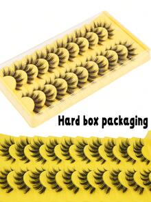 '热门'10对仿貂毛假睫毛，自然蓬松3D浓密型，柔软交叉纤长，适合派对旅行妆容，条状假睫毛，睫毛，假睫毛 - 俄羅斯條狀假睫毛 - 查看 5