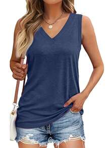 3pcs V-Neck Camisoles, Loose Casual Tops For Women, Suitable For Summer & Spring - Multicolor - View 4