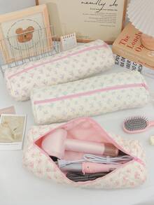 1个粉色草莓花卉图案吹风机收纳袋，卷发棒收纳袋，旅行便携式吹风机收纳袋，旅行便携多功能化妆包，化妆品收纳旅行洗漱包，手提包防尘大容量电卷发棒直板夹保护套，吹风机收纳袋 - 彩色 - 查看 6