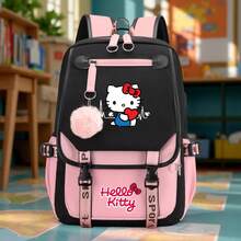 SANRIO 1个库洛米印花背包，印花简约中学生背包，轻便舒适，大容量，休闲百搭旅行背包 - 简约大容量学生书包，适合上学和日常旅行 - 彩色 - 查看 8