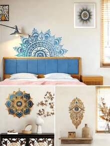 Tranh Mandala Hoa Sáng Tạo, Hoa Mandala Xanh, Thiết Kế Mắt Mandala, Trang Trí Tường Đầu Giường Phòng Ngủ và Phông Nền Phòng Khách, Tranh Trang Trí Nhà Cửa, Hình Dán PVC. Tranh Trang Trí Tường, Trang Trí Phòng. Chống thấm nước, Chống dầu, Chống bám bẩn, Hình Dán Vinyl Trang Trí, Thích Hợp Cho Trang Trí Nhà Cửa Tự Làm Trong Nhà Bếp, Phòng Tắm, Lò Sưởi và Các Không Gian Khác. - Hình dán tường Mandala - Xem 2