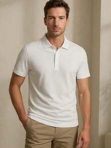 Polo Shirt, Wrinkle-Free, Smart Dry Fit Fabric, Cool Mesh, Professional Tennis Shirt, Sweat-Resistant, T-Shirt With Buttons. - trắng - Xem 11