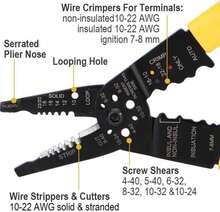 DOWELL Wire Stripping Tool Wire Stripper Crimper Cutter Multifunction 8 Inch 10-22AWG - ColorA - View 2