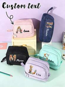 Customizable Name/Letter/Text Desktop Pencil Box - School & Office Supplies With 4-Layer Zipper Compartments, Multifunctional Pen Holder, Wholesale & Bulk Orders Welcome (Can Add Your Name/Logo) - Multicolor - View 7