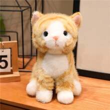 逼真猫咪毛绒玩具，短毛，坐卧姿势小猫玩偶，客厅卧室家居装饰，儿童生日礼物 - 貓咪 - 查看 9