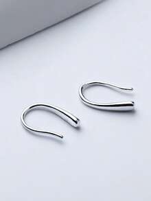 1 Pair S925 Sterling Silver Minimalist Teardrop Earrings, Suitable As Graduation, Family, Friendship Gift, Unique Commemorative Item - Water Droplets - View 8