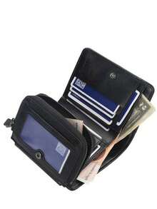 13 Card Slots Men's Wallet, Retro Faux Leather Trifold Wallet With Zipper Coin Pocket - Multicolor - View 3