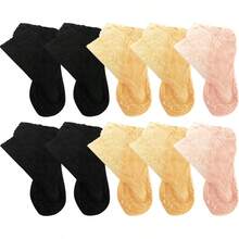 1/5/10双装 时尚花朵网纱蕾丝隐形袜 薄款芭蕾舞风格透明薄纱袜 透气筒袜 女款 - 彩色 - 查看 11