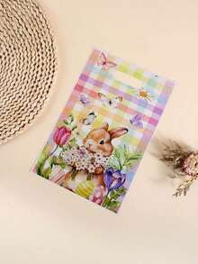 25pcs Easter Hand-Held Gift Bags, Featuring Rabbit And Egg Prints, For Packaging Candies, Cookies And Snacks As Gifts. - Multicolor - View 7