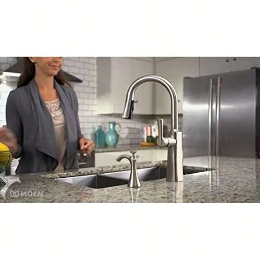 Moen Dispensador de jabón de cocina de transición montado en cubierta con botella recargable sobre el fregadero mate-B029 - Bronce frotado con aceite - Ver 1