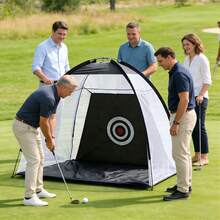 Portable Golf Net Practice Hitting Net – Indoor Outdoor Backyard Golf Training Aid With Target Cloth, Easy Assembly Foldable Net For Beginners & Professional Golfers - Black - View 2