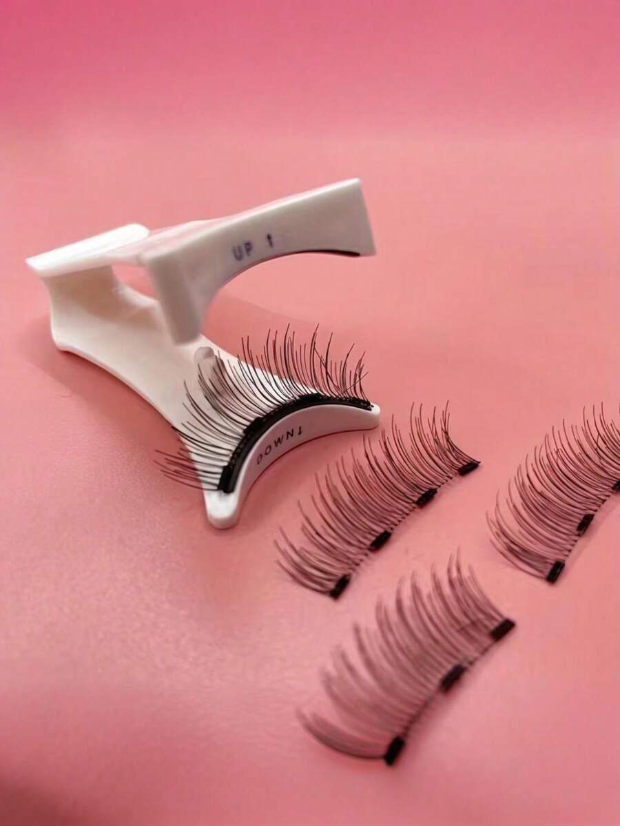 磁性可重复使用假睫毛套装 - 专业眼部化妆工具，不含酒精，不含香料，塑料材质假睫毛套装