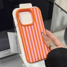 Colorful Striped Pattern Phone Case, Suitable For Apple Phone 17 Pro Max 17 Air, And Also Compatible With Apple Phone 16, 15, 14, 13, 12, 11 Pro Max, 16E, And 17 Pro Max. Shockproof Soft Case. - Orange - View 3