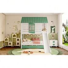 Kids Bed Frames, Headboards & Footboards - White+Green + MDF + Pine + Plywood + 90cm*200cm-1 - View 7