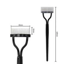 Eyelashs Brush Comb  Eyelash Separator Metal Teeth Foldable Eye Lash Curler Beauty Makeup Stainless Mascara Curl Make Up Tool - 黑色 - 查看 4