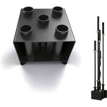 オリンピックバー収納ホルダー 頑丈なバーベルホルダー 5ホール バーベルバーインサートラック (直径50mm)2インチバー用トラップバー垂直収納ディスプレイラックトラップバーは含まれていません ブラック 30x 30x 19cm - イニシャル - チェックする 1