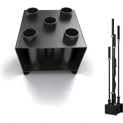 オリンピックバー収納ホルダー 頑丈なバーベルホルダー 5ホール バーベルバーインサートラック (直径50mm)2インチバー用トラップバー垂直収納ディスプレイラックトラップバーは含まれていません ブラック 30x 30x 19cm