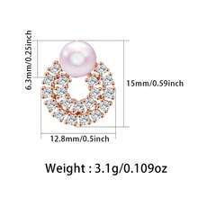 1 Pair Elegant & Luxurious 925 Sterling Silver Hoop Earrings With Synthetic Zirconia Stone, Suitable For Daily, Party, Holiday, Date, Gift - Rose Gold - View 4