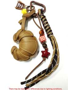 牛角面包/小圆面包造型钥匙扣吊坠，专为时尚爱好者设计，采用精致串珠编织绳制成，可DIY原创吊坠，多功能设计，高端时尚，时尚配饰，绝佳礼品之选，串珠设计，时尚配饰，PU皮革，多功能配件，独特钥匙扣，圣诞节和新年最佳礼物之选 - 彩色 - 查看 8