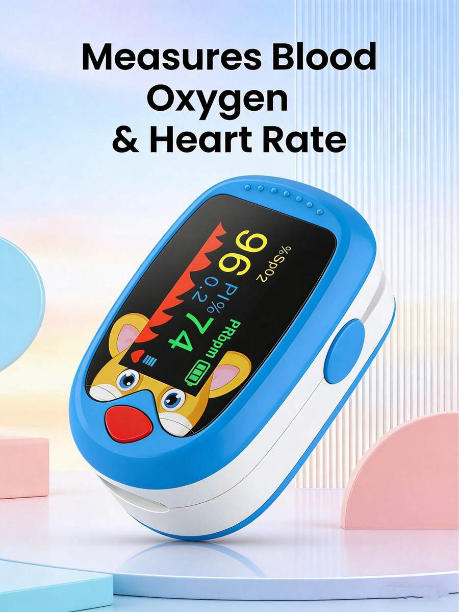 Pulsovital Oximetro pediatrico, oximetro digital recargable, puede monitorear la saturación de oxígeno en sangre, frecuencia del pulso y PI al mismo tiempo, adecuado para pruebas y monitoreo diarios(Azul)