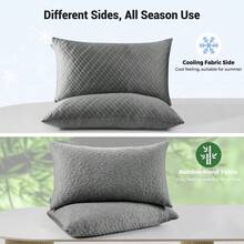 Pillows Queen Size Set Of 2, Shredded Memory Foam Pillows, Cooling Foam Pillow For Sleeping, Soft Bed Pillow Queen Size With Adjustable Foam For Side, Back And Stomach Sleepers, Grey - GreyQueenPackof2 - View 2