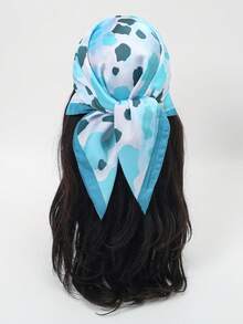 1 件装女士波点、不对称斑点和抽象涂鸦艺术图案方巾 - 彩色 - 查看 5