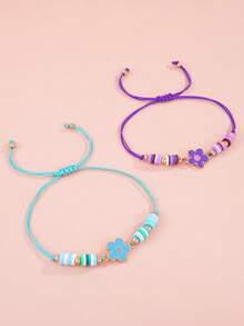 6件套铜镀锌合金向日葵雏菊吊坠可调节手链，适合女孩佩戴 - 彩色 - 查看 7