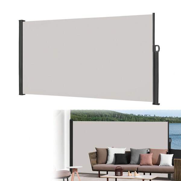 Retractable Side Awning For Sun And Privacy Protection In Polyester For Garden, Balcony And Terrace, Dark Grey/Light Grey, 160 X 300 Cm / 180 X 300 Cm / 200 X 300 Cm