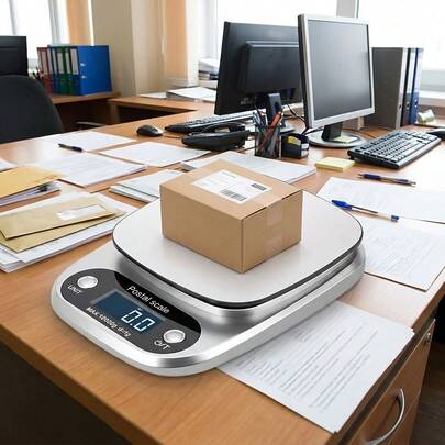 1 Stück Versandwaage, Postwaage, 9 Messgrößen, Präzise Digitalwaage, 5kg/0,1g, Edelstahlplattform, Multifunktionale Digitalwaage, Kleinunternehmerbedarf, Geeignet für Büro Zuhause