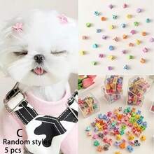 Conjunto de pasadores y scrunchies para el cabello de mascotas, pasadores de pelo con mini lazos lindos - Multicolor - Ver 7