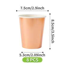 Rose Gold Disposable Plates, Napkins, Cups - 8 Guest Party Supplies Set, Disposable Paper Plates Tableware Suitable For Birthday, Wedding, Theme Party, Family Picnic - Multicolor - View 6