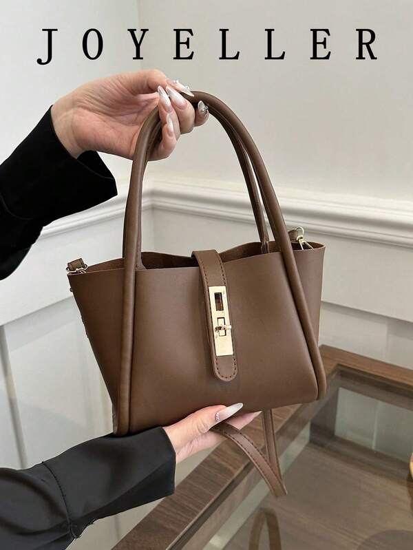 Women's New Solid Color PU Fashion Tote Bag Multifunctional Shoulder Bag With Small Coin Purse