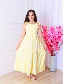 VESTIDO LONGO DE ALÇA TRES MARIAS INFALTIL/JUVENIL/MENINAS - Amarelo - Visão 6
