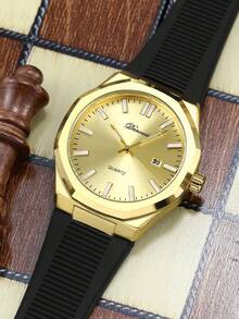 1pc Men's Silicone Watch Band, Multi-Function Business Fashion Wristwatch With Luminous, Waterproof, Customizable - Silver - View 11