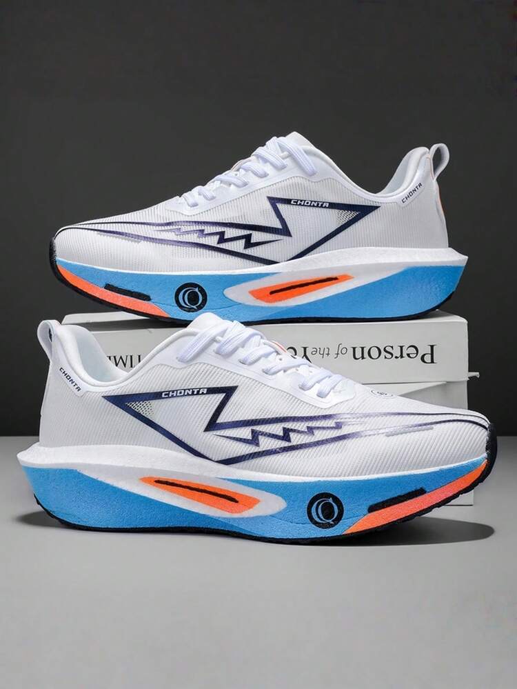 L.S.W.P Tênis de Corrida Respirável para Homens - Sola Absorvente de Choque e Resistente ao Desgaste, Amortecimento em EVA, Tênis Leves de Cano Baixo com Design Listrado, Adequado para Academia, Jogging e Uso Diário, Estilo Esportivo da Moda com Palmilha Macia em EVA - Branco e azul - Visão 20